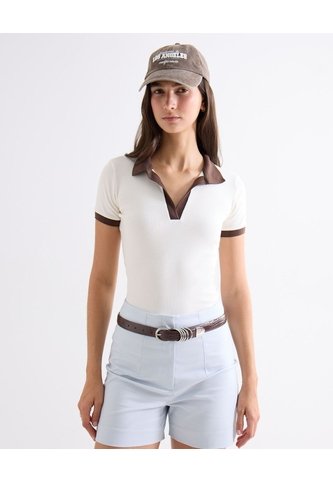 Polo Con Contrastes En Cuello  Para Mujer Amarillo Seven Seven Seven Seven