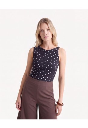 Camiseta Con Efecto Drapeado  Para Mujer Negro Seven Seven