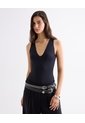 Body Escote V Con Doble Frente  Para Mujer Negro Seven Seven de Seven Seven