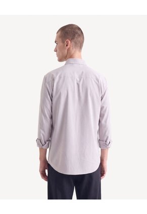 Camisa Stretch Manga Larga  Para Hombre Gris Seven Seven