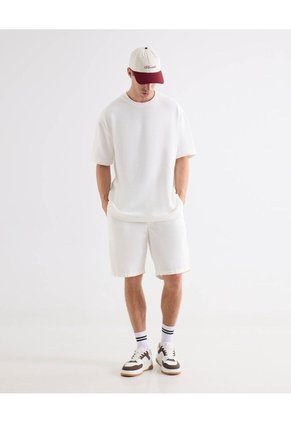 Camiseta Tejida Texturizada Oversize  Para Hombre Marfil Seven Seven