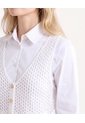 Blusa Tejida Cuello V  Para Mujer Crema Seven Seven de Seven Seven