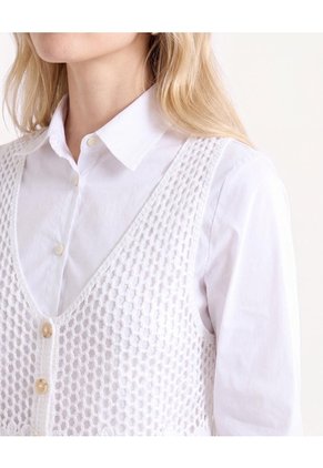 Blusa Tejida Cuello V  Para Mujer Crema Seven Seven
