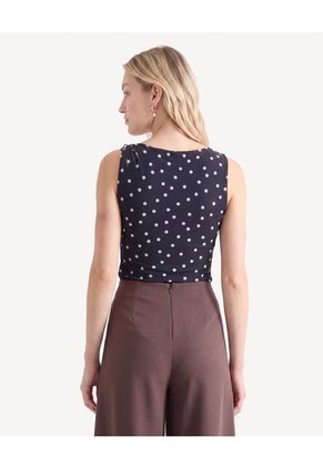Camiseta Con Efecto Drapeado  Para Mujer Negro Seven Seven