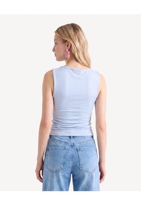 Camiseta Cuello Alto Con Recogidos  Para Mujer Azul Seven Seven