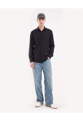 Camisa Viori Regular  Para Hombre Negro Seven Seven