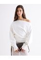 Buzo Off Shoulder Con Aberturas  Para Mujer Blanco Seven Seven de Seven Seven