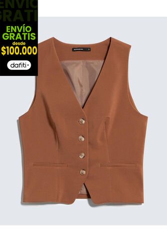 Chaleco Para Mujer Plano Color Camel Marca Seven Seven #28250132 Seven Seven
