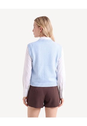 Chaleco Tejido Abotonado  Para Mujer Azul Seven Seven