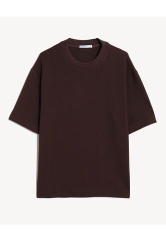 Camiseta Oversize Texturizada  Para Hombre Café Seven Seven Seven Seven