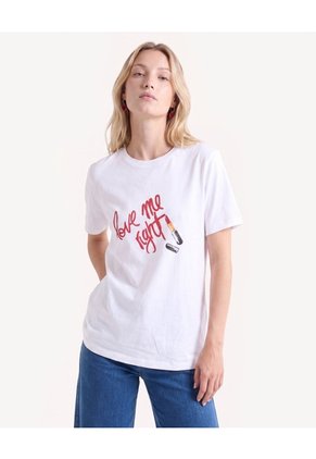 Camiseta Screen Corte Holgado Para Mujer Blanco Seven Seven