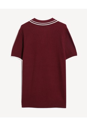 Polo Tejido Fit Regular  Para Hombre Vino Seven Seven