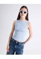 Blusa Encauchada Peplum  Para Mujer Celeste Seven Seven de Seven Seven