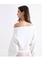 Buzo Off Shoulder Con Aberturas  Para Mujer Blanco Seven Seven de Seven Seven