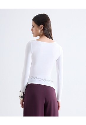 Camiseta Cuello Ojal  Para Mujer Crudo Seven Seven