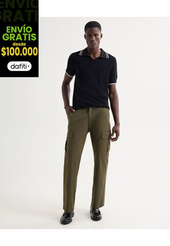 Polo Para Hombre Cuello Tejido Sin Bolsillo Color Negro Marca Seven Seven #45110873 Seven Seven