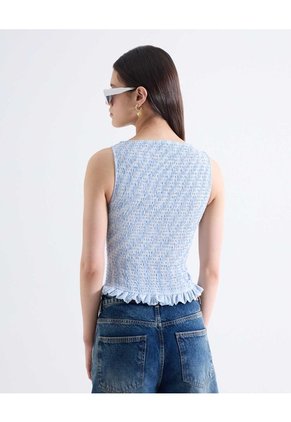 Blusa Encauchada Peplum  Para Mujer Celeste Seven Seven