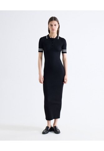 Vestido Polo Con Contraste  Para Mujer Negro Seven Seven Seven Seven