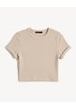 Crop Top En Rib  Para Mujer Beige Seven Seven de Seven Seven