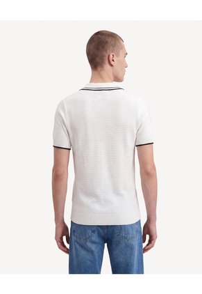 Polo Tricot Rayas Para Hombre Marfil Seven Seven