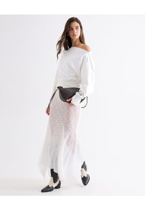 Buzo Off Shoulder Con Aberturas Para Mujer Blanco Seven Seven