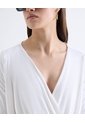 Blusa Drapeada Escote V  Para Mujer Crudo Seven Seven de Seven Seven