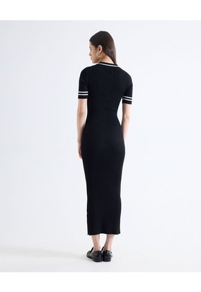 Vestido Polo Con Contraste  Para Mujer Negro Seven Seven