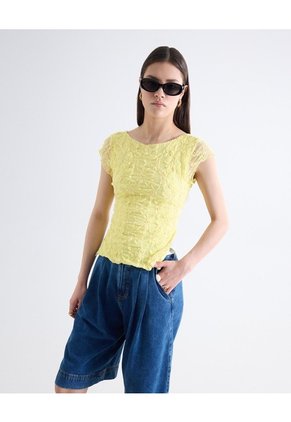 Blusa Espalda Ajustable Para Mujer Amarillo Seven Seven