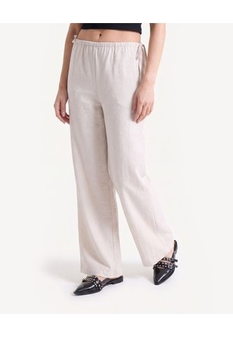 Pantalón Fluido Con Lazos Laterales  Para Mujer Beige Seven Seven Seven Seven