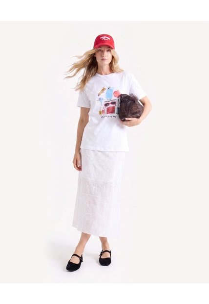 Camiseta Screen Ajuste Relajado  Para Mujer Blanco Seven Seven