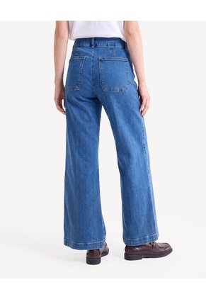 Jean Retro Con Corte Lateral  Para Mujer Azul Seven Seven