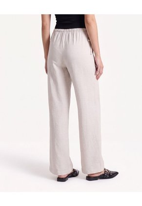 Pantalón Fluido Con Lazos Laterales  Para Mujer Beige Seven Seven