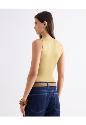 Body Escote En V Entalegado  Para Mujer Verde Seven Seven