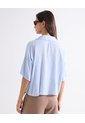 Blusa Rayas Cuello Camisero  Para Mujer Celeste Seven Seven de Seven Seven