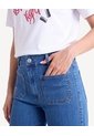 Jean Retro Con Corte Lateral  Para Mujer Azul Seven Seven de Seven Seven