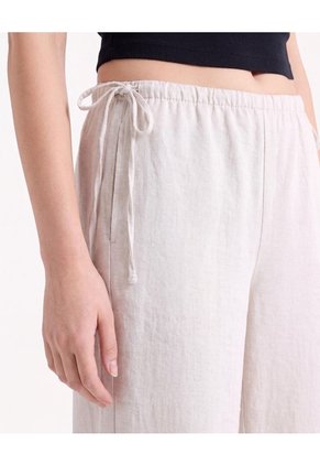 Pantalón Fluido Con Lazos Laterales  Para Mujer Beige Seven Seven