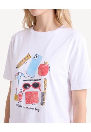 Camiseta Screen Ajuste Relajado  Para Mujer Blanco Seven Seven