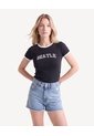 Camiseta Screen Ajustada  Para Mujer Negro Seven Seven de Seven Seven