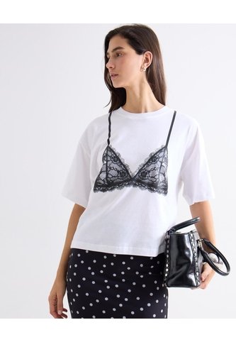 Camiseta Graphic Inspiración Lingerie  Para Mujer Crudo Seven Seven Seven Seven