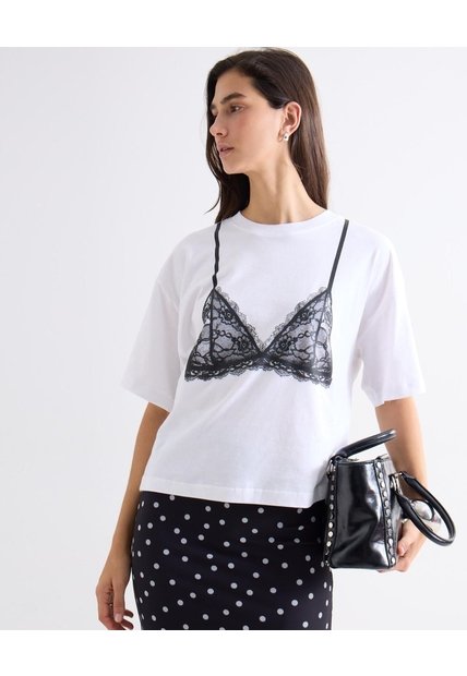 Camiseta Graphic Inspiración Lingerie  Para Mujer Crudo Seven Seven