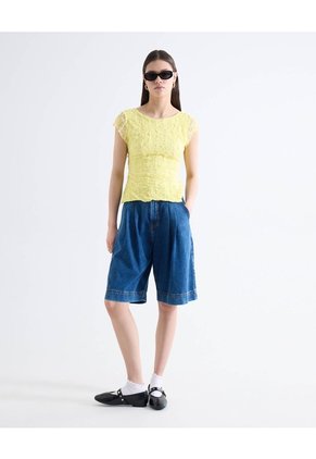 Blusa Espalda Ajustable Para Mujer Amarillo Seven Seven