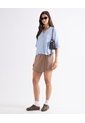 Blusa Rayas Cuello Camisero  Para Mujer Celeste Seven Seven de Seven Seven