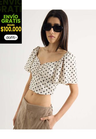 Blusa Para Mujer Manga Corta Color Beige Marca Seven Seven #28124025 Seven Seven