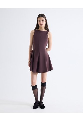 Vestido Peplum Corto  Para Mujer Café Seven Seven Seven Seven
