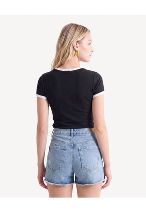 Camiseta Screen Ajustada Para Mujer Negro Seven Seven