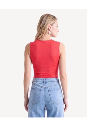 Camiseta Tejida Escote Redondo Para Mujer Rojo Seven Seven