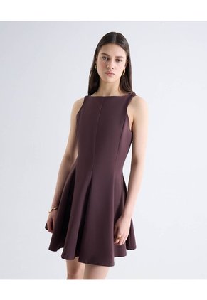 Vestido Peplum Corto Para Mujer Café Seven Seven