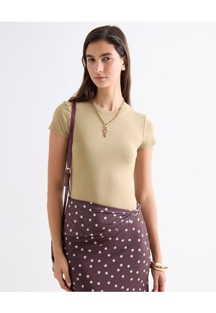 Camiseta Ajustada Cuello Redondo  Para Mujer Verde Seven Seven