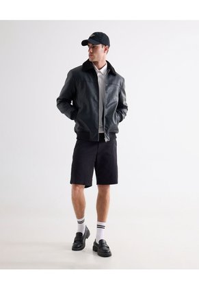 Bermuda Tipo Chino Con Bolsillos  Para Hombre Negro Seven Seven