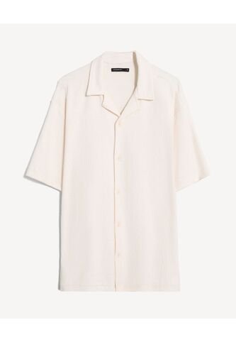 Camisa Resort Texturizada  Para Hombre Marfil Seven Seven Seven Seven
